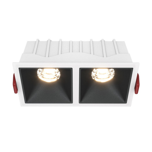 Maytoni Alfa LED 2 Light Black with White 10W 3000K Square Recessed Light 