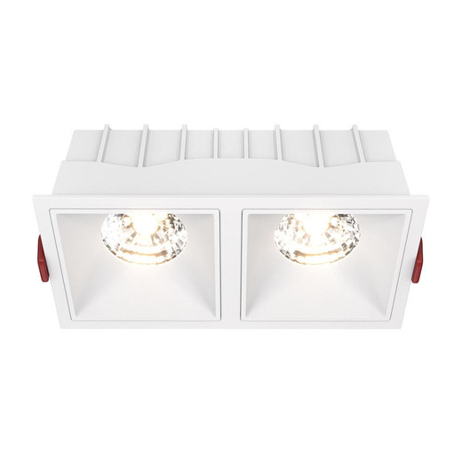 Maytoni Alfa LED 2 Light White 15W 3000K Square Recessed Light 