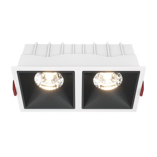 Maytoni Alfa LED 2 Light Black with White 15W 3000K Dimmable Square Recessed Light 