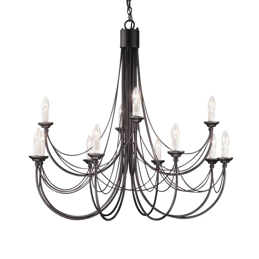 Elstead Lighting Carisbroke 12 Light Black Chandelier 