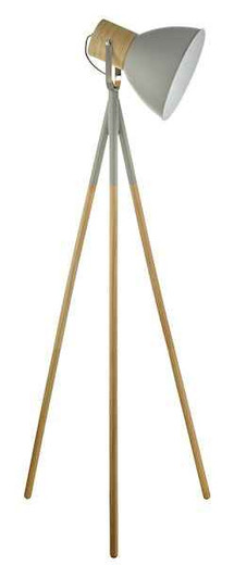 Adna Grey and Natural Wood Floor Lamp