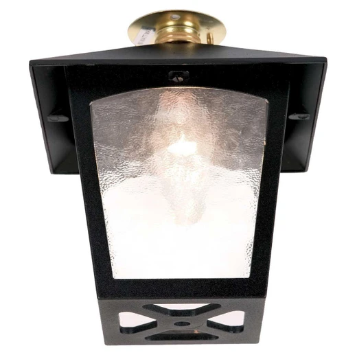 Elstead Lighting York Black Lantern IP23 Flush Ceiling Light 