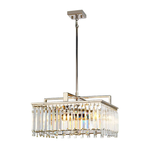 Elstead Lighting Aries 4 Light Polished Nickel with Crystal 47cm Pendant Light 