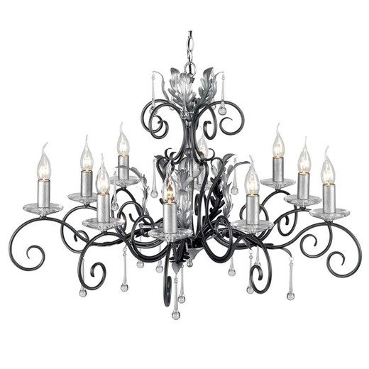 Elstead Lighting Amarilli 10 Light Black and Silver Chandelier 