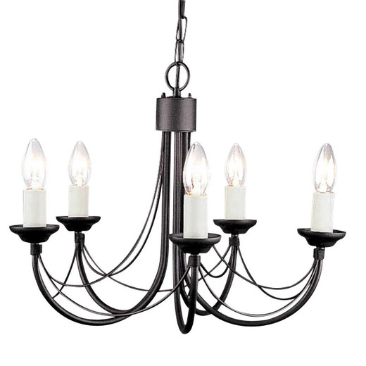 Elstead Lighting Carisbroke 5 Light Black Chandelier 