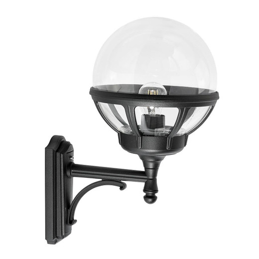 Norlys Bologna Black with Clear Diffuser Upward IP54 Wall Light 