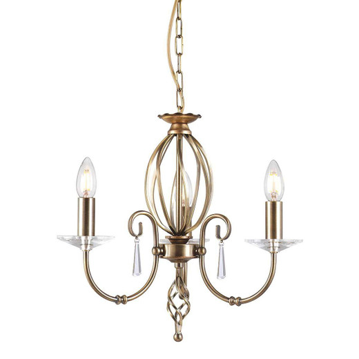 Elstead Lighting Aegean 3 Light Aged Brass Chandelier Pendant Light 