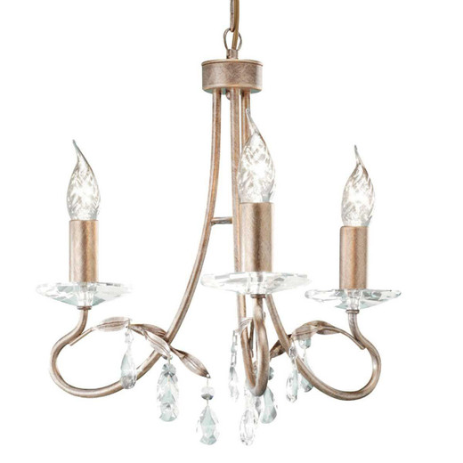 Elstead Lighting Christina 3 Light Silver Gold Chandelier 