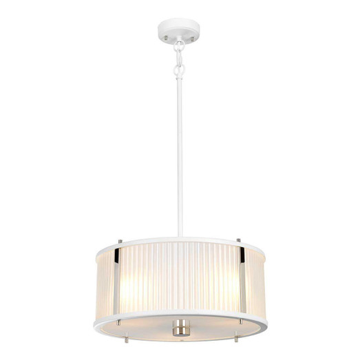 Elstead Lighting Corona 3 Light White Polished Nickel Pendant Light 