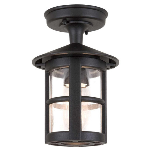 Elstead Lighting Hereford Black Cylinder IP23 Flush Ceiling Light 