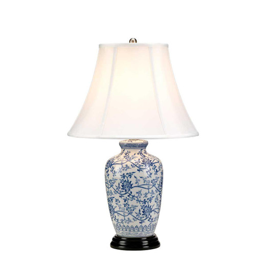 Elstead Lighting Blue Ginger Jar with White Shade Table Lamp 