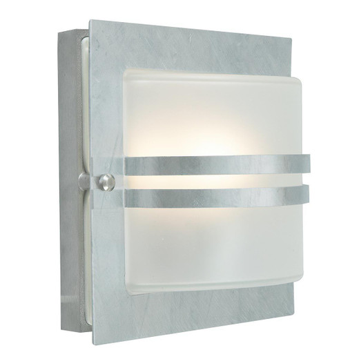 Norlys Bern Galvanised with Frosted Diffuser IP54 Wall Light 