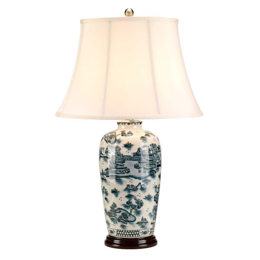 Elstead Lighting Blue Traditional with White Shade Table Lamp 