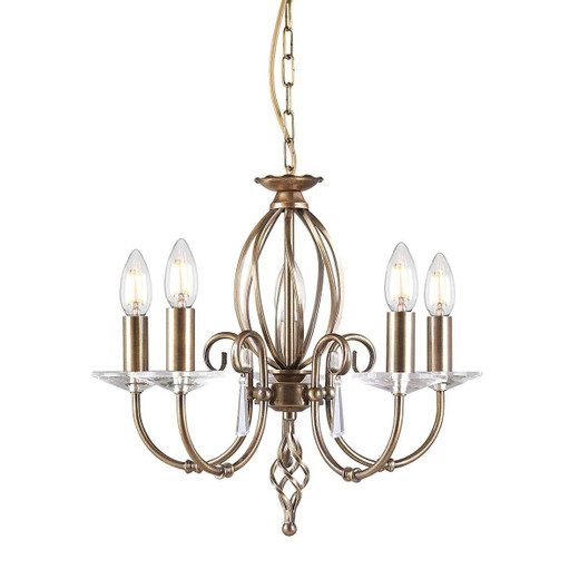 Elstead Lighting Aegean 5 Light Aged Brass Chandelier Pendant Light 