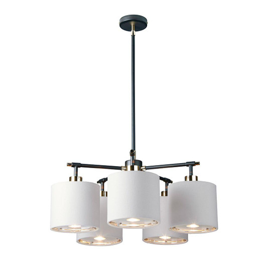 Elstead Lighting Balance 5 Light Black and Nickel with White Shades Pendant Light 