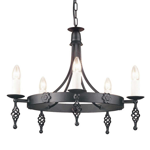 Elstead Lighting Belfry 5 Light Black Candelier 