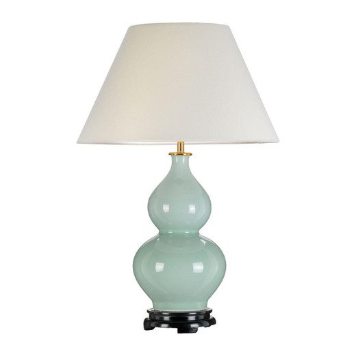 Flambeau Harbin Gourd Celadon with Off-White Shade Table Lamp 