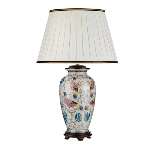 Flambeau Ping Cream with Ivory Shade Table Lamp 