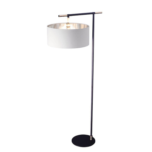 Elstead Lighting Balance Polished Nickel and Black with White Shade Floor Lamp 