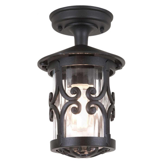 Elstead Lighting Hereford Black Lantern IP23 Flush Ceiling Light 