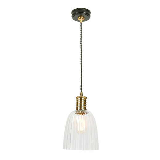 Elstead Lighting Doullie Black Polished Brass Pendant Light 