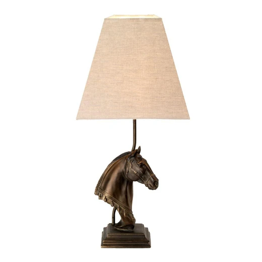 Flambeau Eclipse Bronze Patina with Natural Hessian Shade Table Lamp 