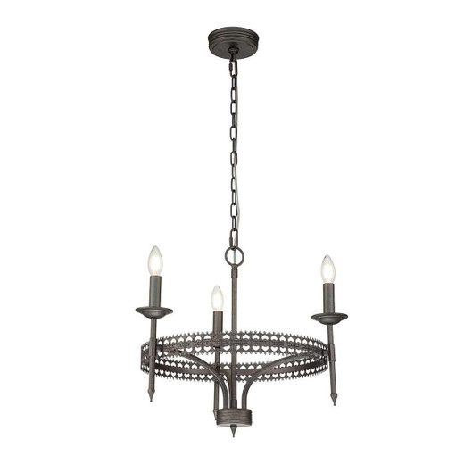 Elstead Lighting Crown 3 Light Iron Gate Chandelier 