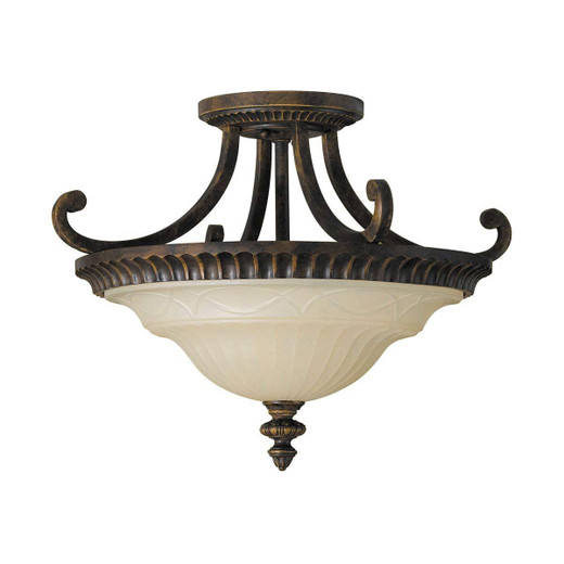 Flambeau Drawing Room 2 Light Walnut Semi Flush Ceiling Light 