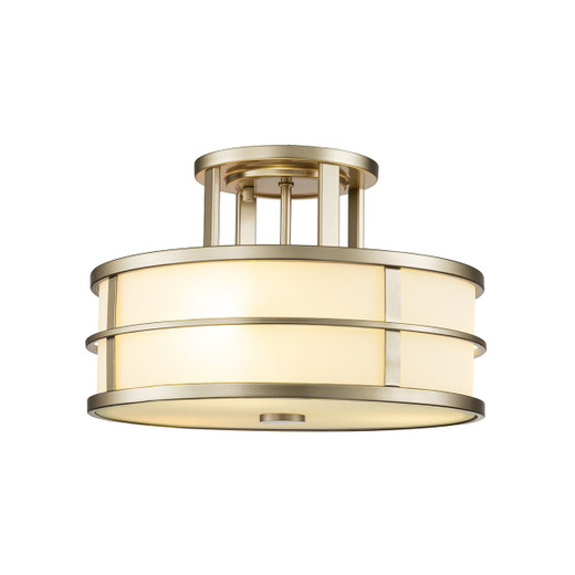 Fusion 3 Light Painted Natural Brass Semi Flush Ceiling Light