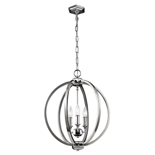 Flambeau Corinne 3 Light Polished Nickel 43cm Pendant Light 