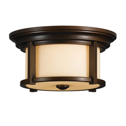 Flambeau Merill 2 Light Heritage Bronze IP44 Flush Ceiling Light 