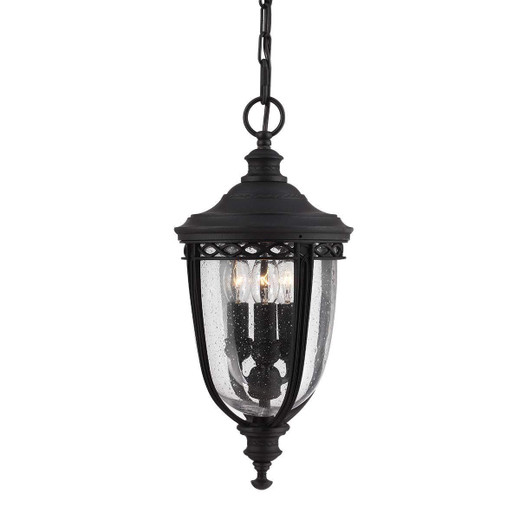 Flambeau English Bridle 3 Light Black 55cm IP44 Pendant Light 