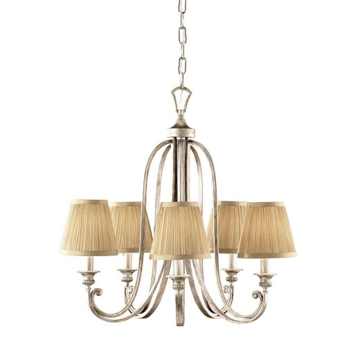 Flambeau Abbey 5 Light Silver Sand with Gold Shade Pendant Light 