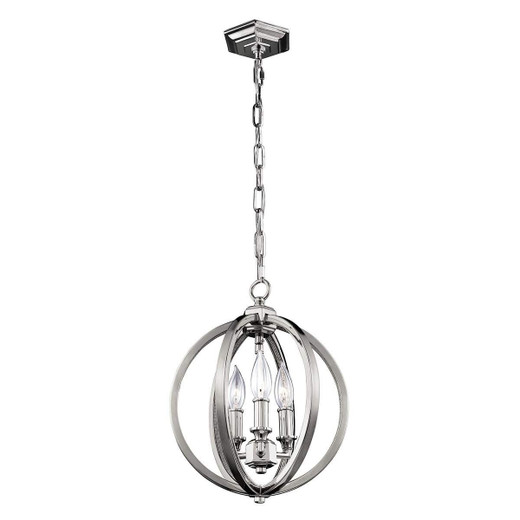 Flambeau Corinne 3 Light Polished Nickel 28cm Pendant Light 