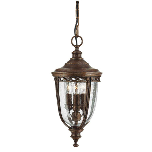 Flambeau English Bridle 3 Light British Bronze 55cm IP44 Pendant Light 
