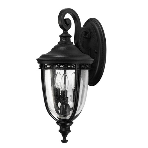 English Bridle 3 Light Black 22cm IP44 Wall Light