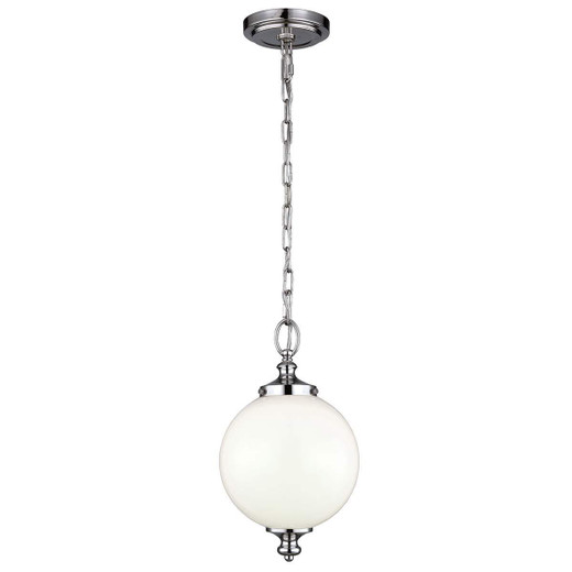 Flambeau Parkman Polished Nickel with White Sphere 21cm Pendant Light 