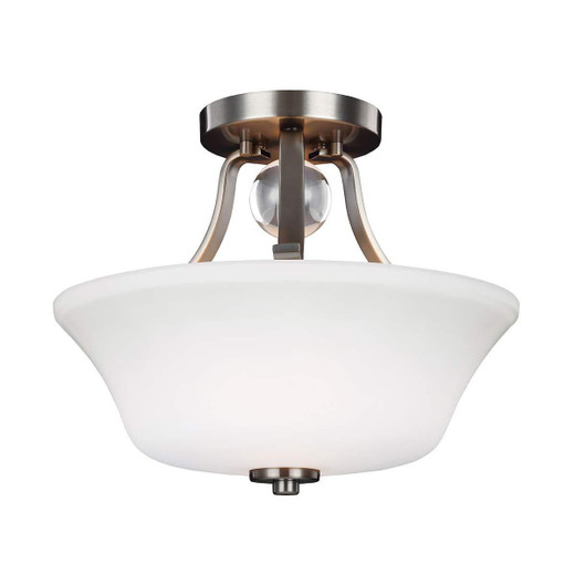 Flambeau Evington 2 Light Satin Nickel Semi Flush Ceiling Light 