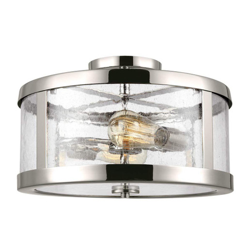 Flambeau Harrow 2 Light Polished Nickel Semi Flush Ceiling  Light 