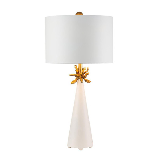 Flambeau Neo White with Gold Leaf and Shade Table Lamp 