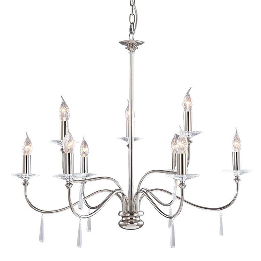 Elstead Lighting Finsbury Park 9 Light Polished Nickel Chandelier 