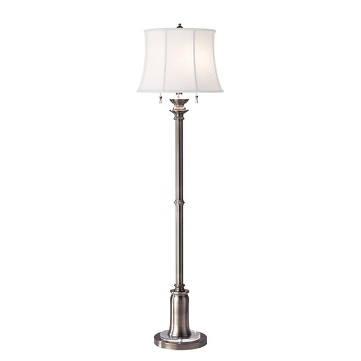 Flambeau Stateroom 2 Light Antique Nickel with White Shade Floor Lamp 