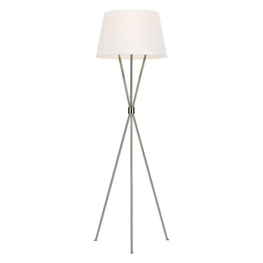 Flambeau Penny Polished Nickel with White Shade Floor Lamp 