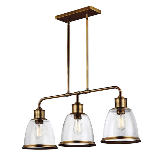 Flambeau Hobson 3 Light Aged Brass Bar Pendant Light 