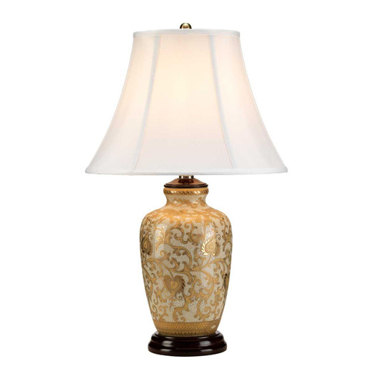 Gold Thistle with White Shade Table Lamp