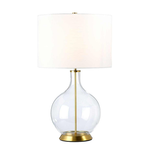 Elstead Lighting Orb Aged Brass and Clear with White Shade Table Lamp 