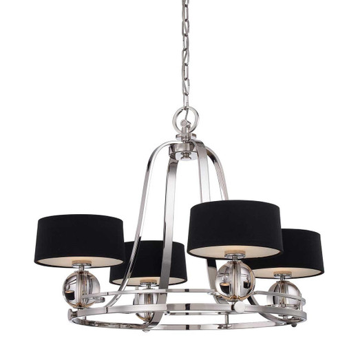 Quoizel Gotham 4 Light Imperial Silver with Black Shades Chandelier 