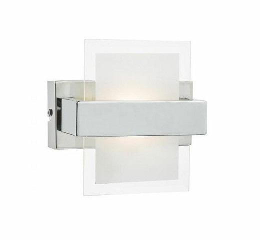 Dar Lighting Apt Polished Chrome with Clear Edged White Glass LED Wall Light