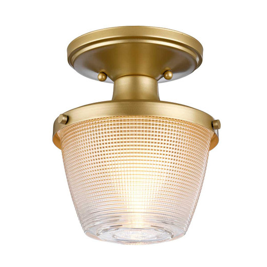 Quoizel Dublin Painted Natural Brass IP44 Semi Flush Bathroom Ceiling Light 