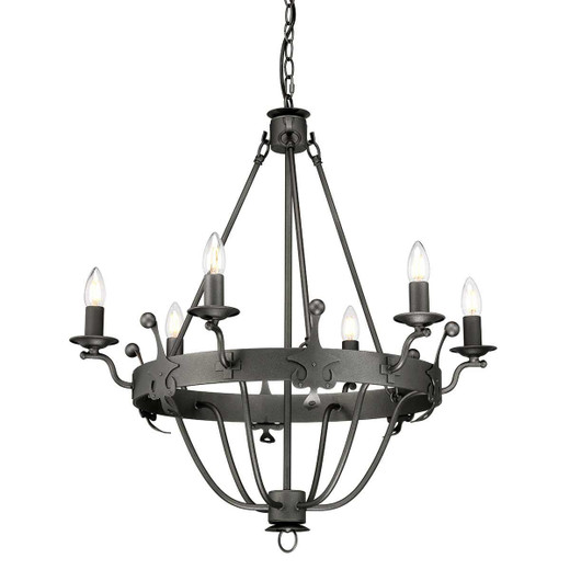 Elstead Lighting Windsor 6 Light Graphite with Opal Diffuser Chandelier 